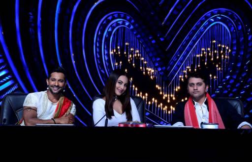 Judges - Terence Lewis, Sonakshi Sinha and Mohit Suri on the sets of Nach Baliye