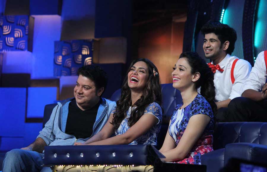 Sajid Khan Eesha Gupta and Tamanna Bhatia 