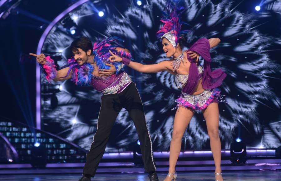 Participant Ashish Sharma with choreographer Shampa during there performance on the sets of Jhalak Dhhikla Jaa