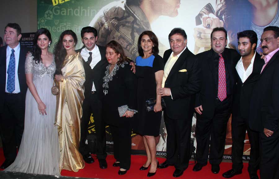 Actors Randhir Kapoor, Deeksha Seth, Rekha, Arman Jain, Rima Kapoor, Neetu Kapoor, Rishi Kapoor, Rajiv Kapoor and Manoj Jain