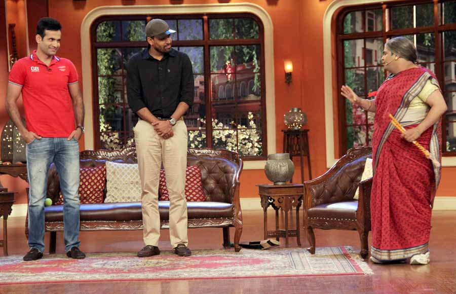 Irfan and Yusuf Pathan on the sets of Comedy Nights with Kapil