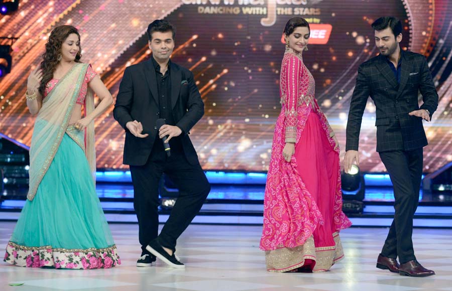  Enjoying thumkas - Madhuri Dixit Nene with Karan Johar and Sonam Kapoor with Fawad Khan