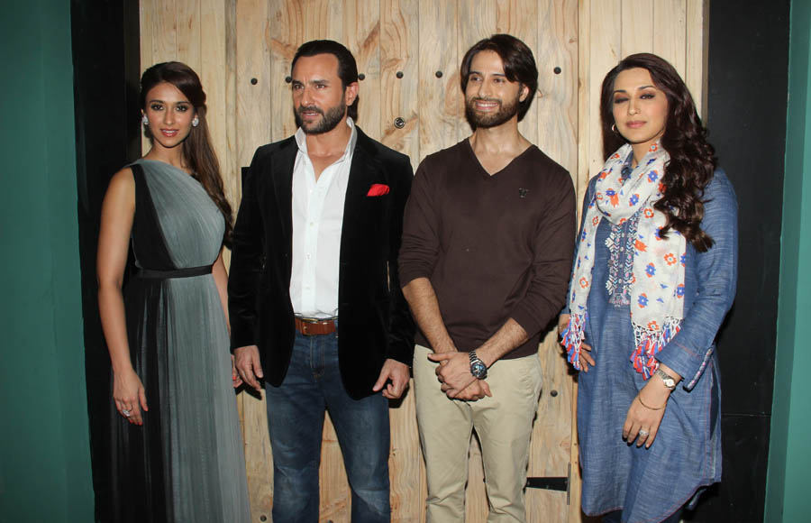  L- R Eleana Dcruz, Saif Ali Khan, Apurva Agnihotri and Sonali Bendre on the sets of Ajeeb Daastaan Hai Ye to promote Happy Ending