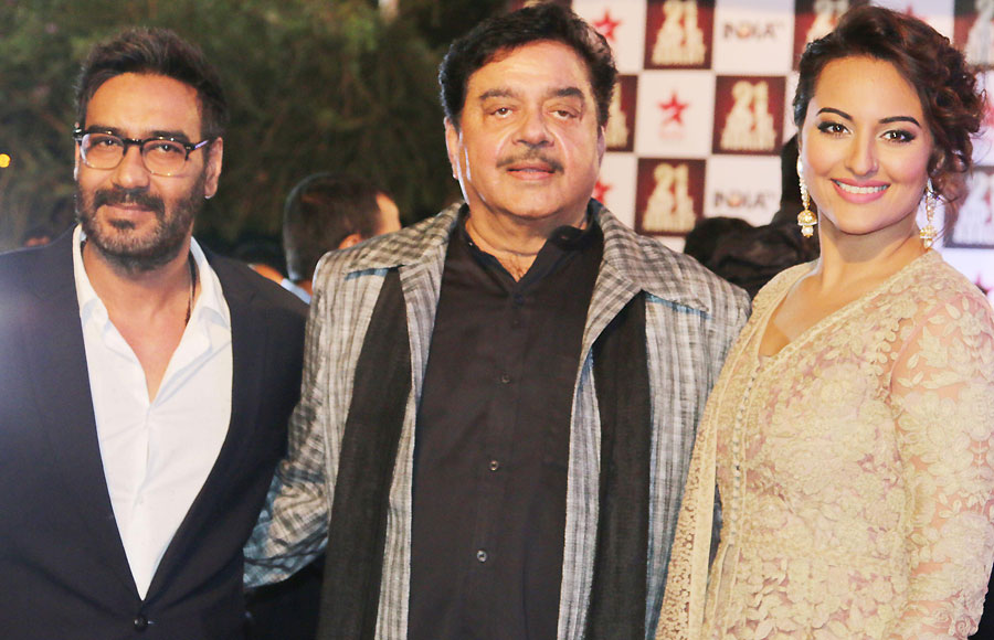 Ajay Devgn and Sonakshi Sinha with Shatrughan Sinha