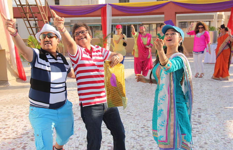 Producer Asit Modi with Dilip Joshi and Disha Vakani