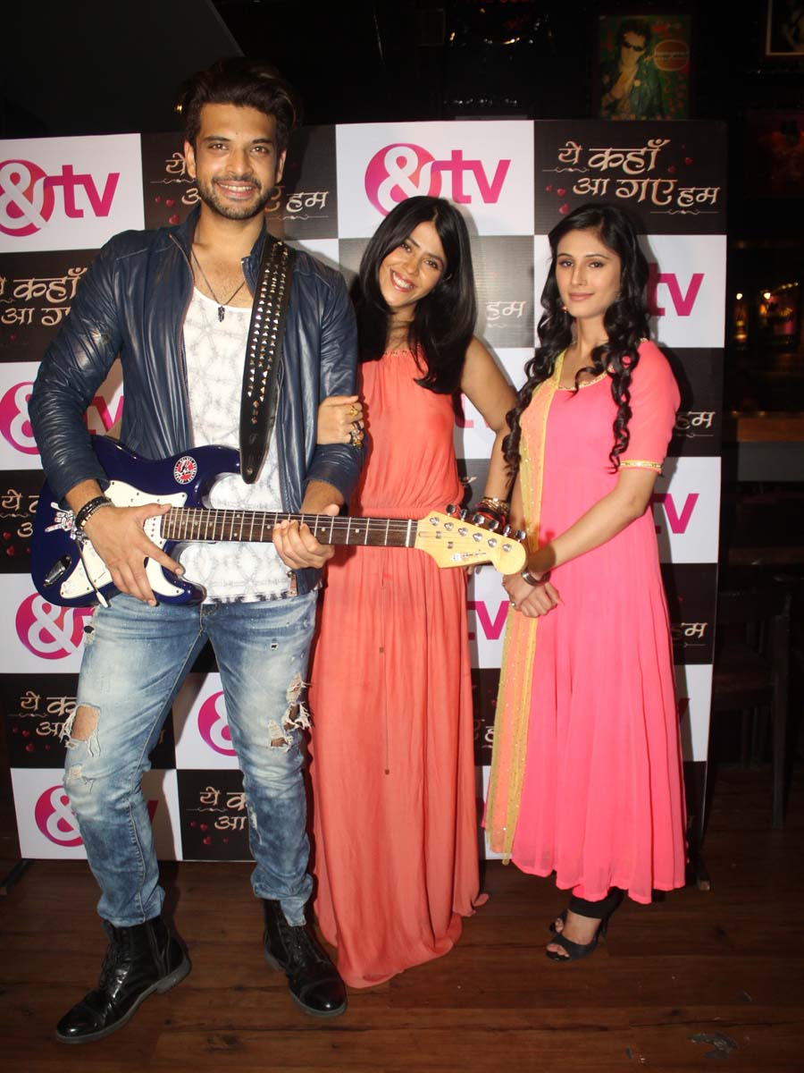 Ekta Kapoor with Karan Kundra and Saanvi Talwar