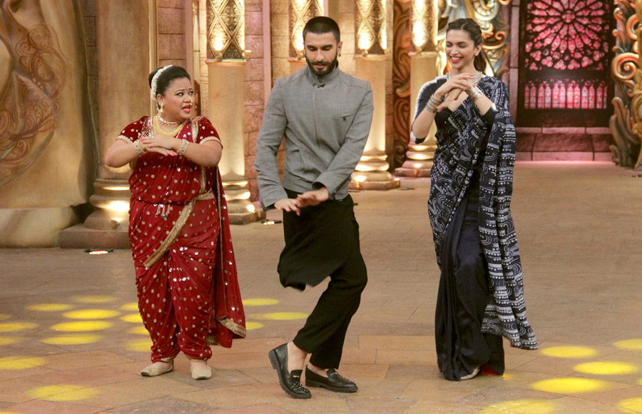 Bharti Singh, Ranveer Singh and Deepika Padukone