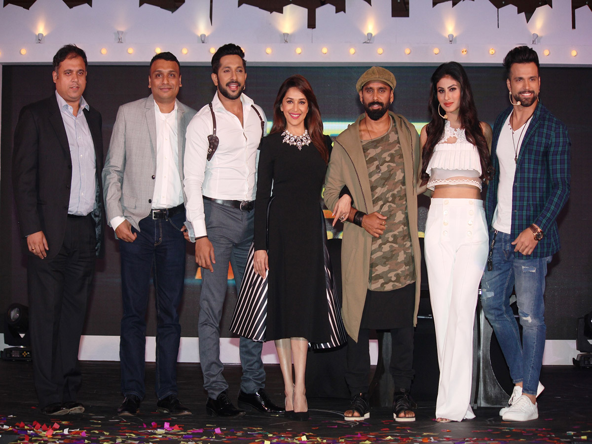 Abhishek Rege (COO, Endemol Shine) Rajesh Iyer (Business Head, &TV), Terence Lewis, Madhuri Dixit, Bosco Martis, Mouni Roy and Rithvik Dhanjani