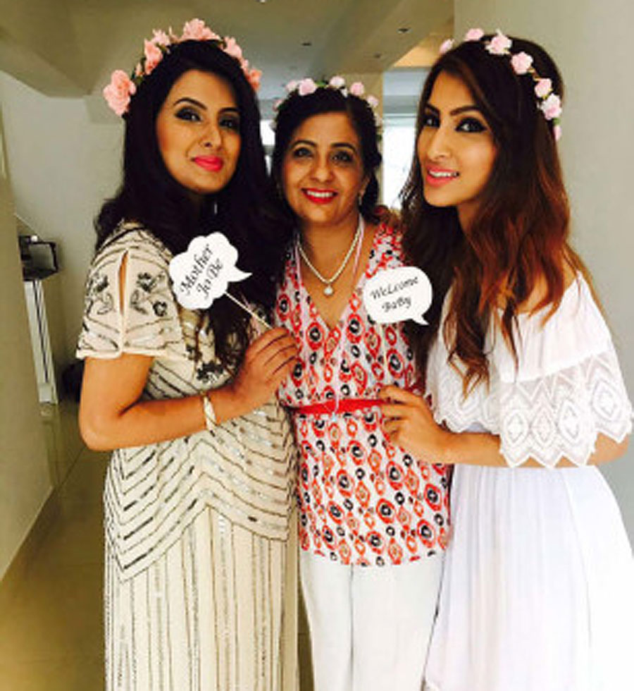 Geeta Basra with her mother and friends