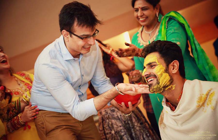 Groom Vivek had all the fun at his haldi