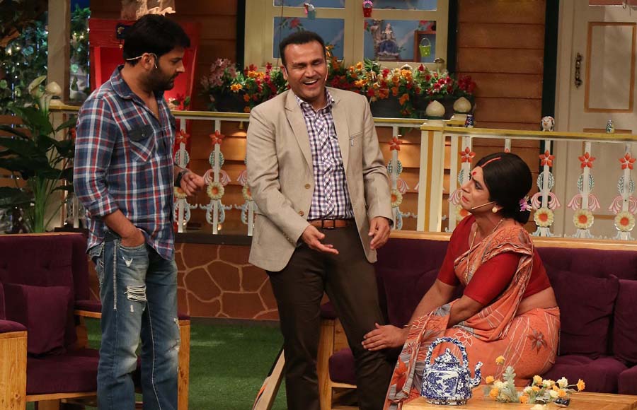 Sunil Grover, Virender Sehwag and Kapil Sharma