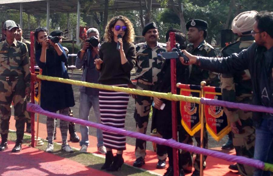 Kangana Ranaut interacts with jawans at an Army camp 