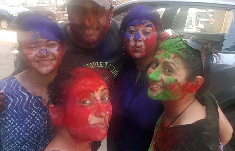 Salil Ankola with wife Ria, daughter and Juhi Parmar