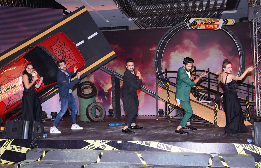 Ravi Dubey, Karan Wahi and Rithvik Dhanjani at the launch of Khatron Ke Khiladi