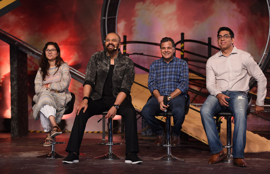 Rohit Shetty along with Raj Nayak (COO-Viacom18), Manisha Sharma (Programming Head-COLORS) and Deepak Dhar from EndemolShine