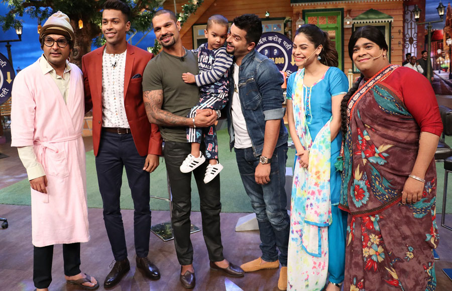 Suresh Raina, Shikhar Dhawan and Hardik Pandya on The Kapil Sharma Show