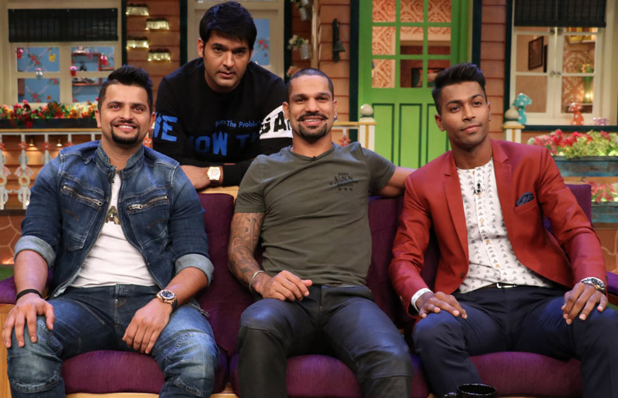 Suresh Raina, Shikhar Dhawan and Hardik Pandya on The Kapil Sharma Show