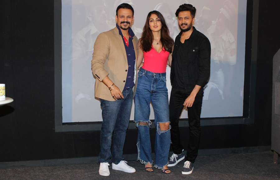 Vivek Oberoi, Riteish Deshmukh & Rhea Chakraborty_Promotional Event of Bank Chor