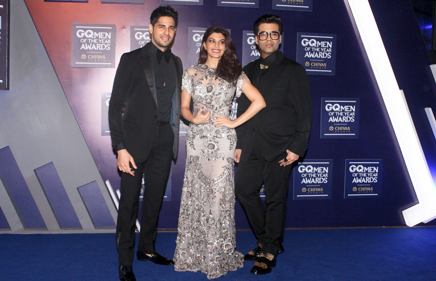 Siddharth Malhotra, Jaqcueline Fernandez and Karan Johar.