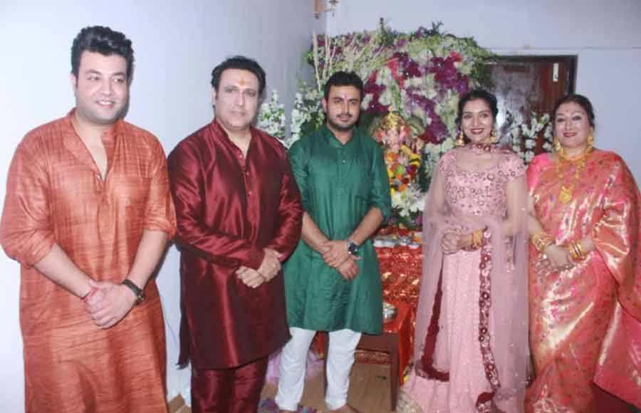 Varun and Abhishek join Govinda for his Ganesh Chaturthi celebrations