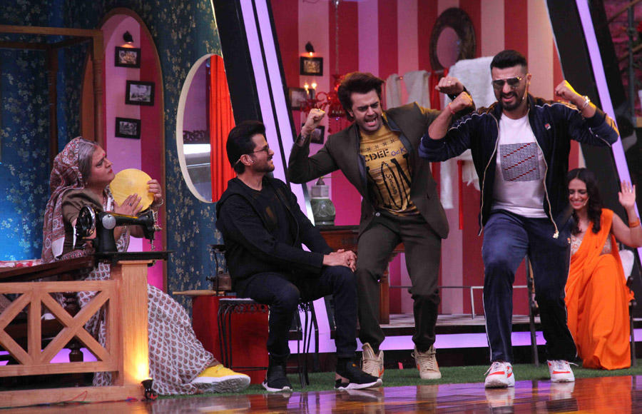 Anil Kapoor and Arjun Kapoor from the sets of Movie Masti with Maniesh Paul