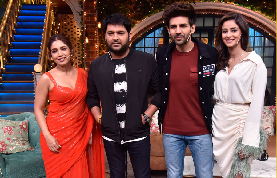 Pati Patni aur Woh actors on the sets of The Kapil Sharma Show 