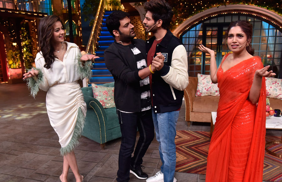 Pati Patni aur Woh actors on the sets of The Kapil Sharma Show 