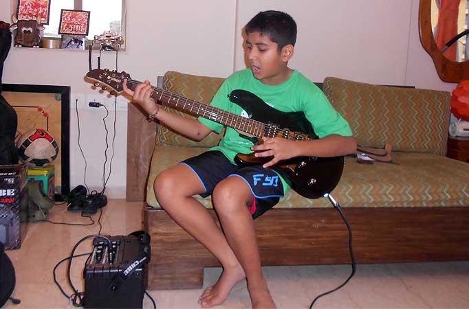 Partho Gupte with his guitar