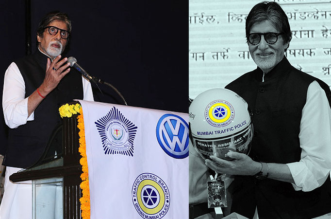 Big B distributes helmets to traffic policemen