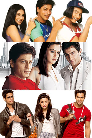 Match Karan Johar's movie titles with their love triangles.