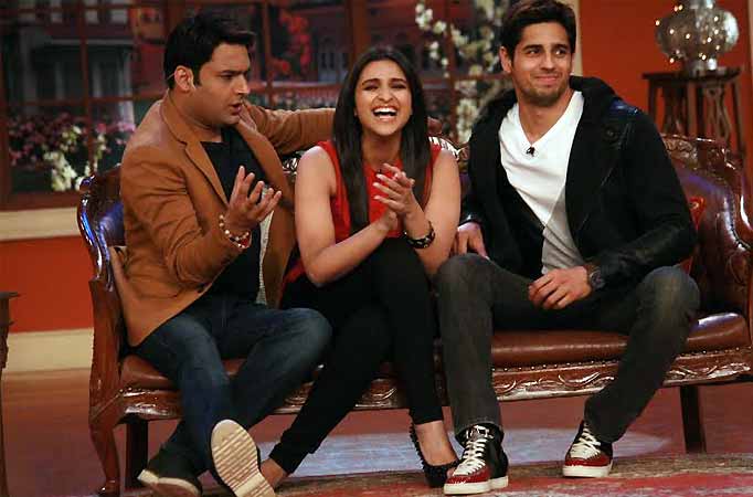 Parineeti Chopra and Siddharth Malhotra with Kapil Sharma in Comedy Nights with Kapil 