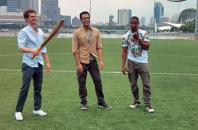 Andrew Garfield, Samir Kochhar and Jamie Foxx