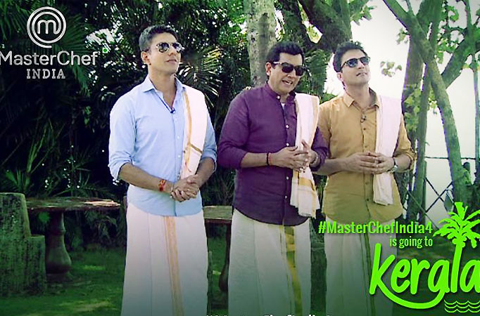 Vikas Khanna with Sanjeev (Kapoor) and Ranveer (Brar) in Kerala 