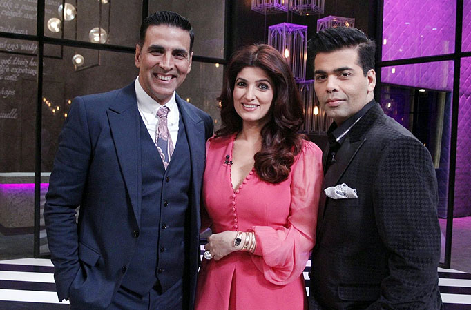 Akshay Kumar and Twinkle Khanna with Karan Johar