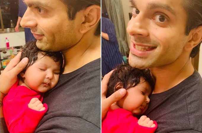 Karan Singh Grover looks adorable as he poses with Vivan Bhatena's little daughter Nivaya