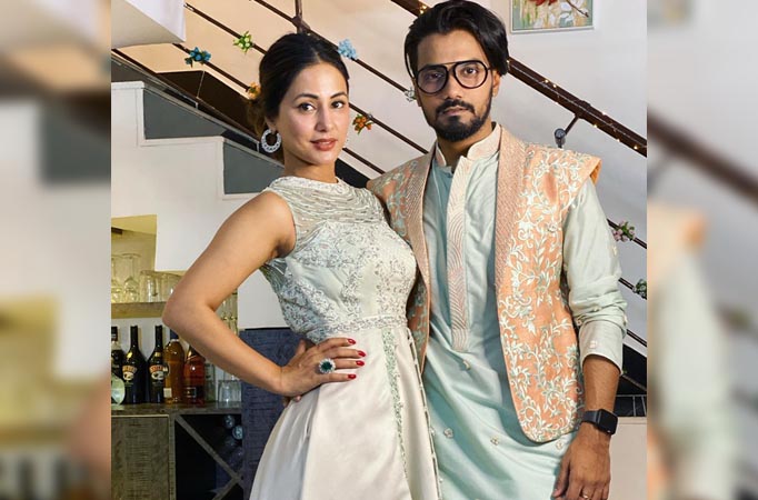 Check out how Hina Khan joins Rocky Jaiswal to celebrate the festivities with his family