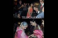 Amitabh and Jaya Bachchan greet Rekha at Screen Awards