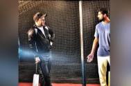 Virender Sehwag gives cricket tips to Tanuj Virwani